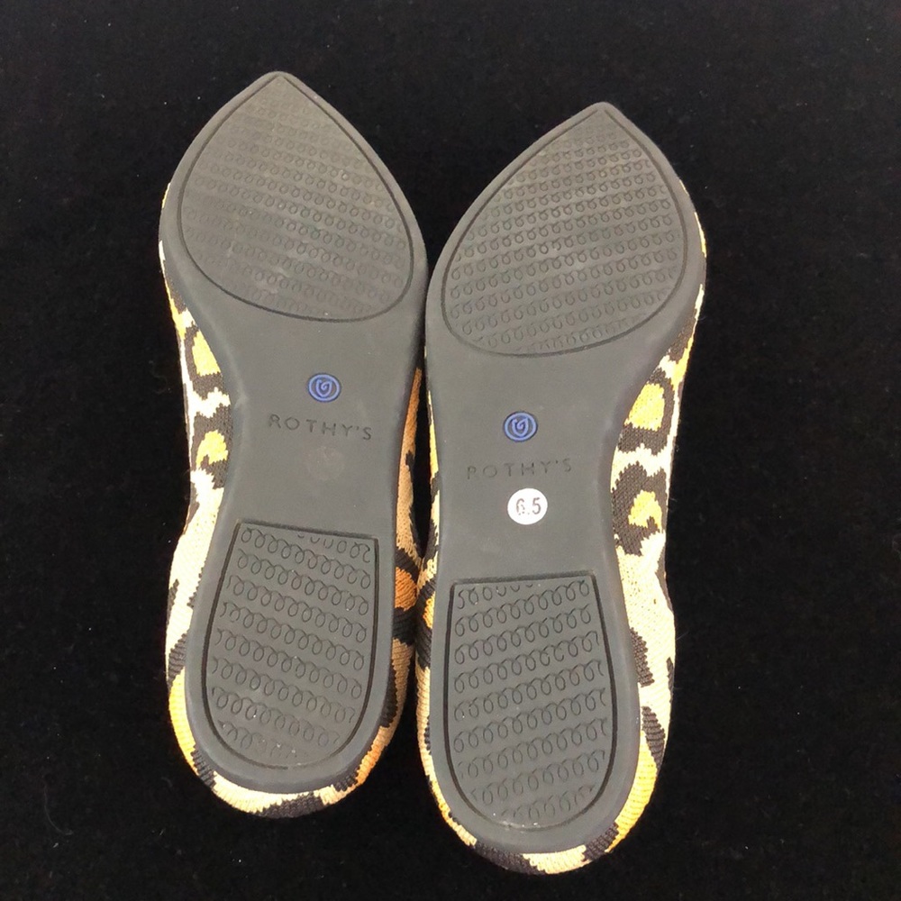 Rothy's Leopard Print Pointed Flats with Blue Trim - Picture 7 of 9